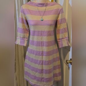 Diane Von Furstenberg Lavender and Beige Striped Dress